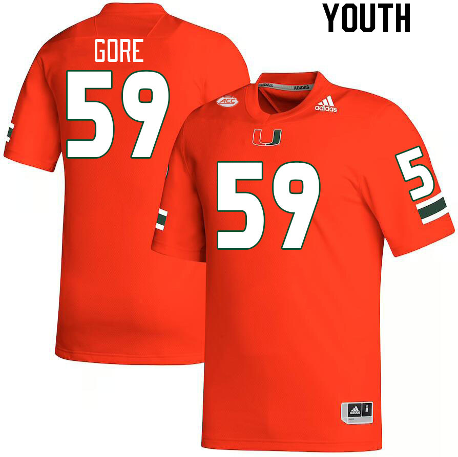 Youth #59 Thomas Gore Miami Hurricanes College Football Jerseys Stitched Sale-Orange